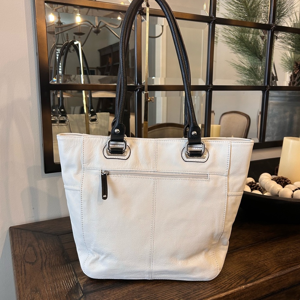 Tignatello white pebbled leather tote bag - Picture 4 of 16